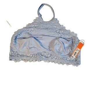 Light Blue Lace Bralette  Size XL By Colsie Adjustable Halter Strap